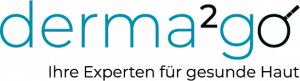 Das Bild zeigt das Logo des Teledermatologie-Anbieters derma2go mit dem Slogan "Ihre Experten für gesunde Haut".