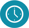 Das Bild zeigt ein Icon mit einer Uhr. Dies soll die Wartezeit bei derma2go beschreiben.